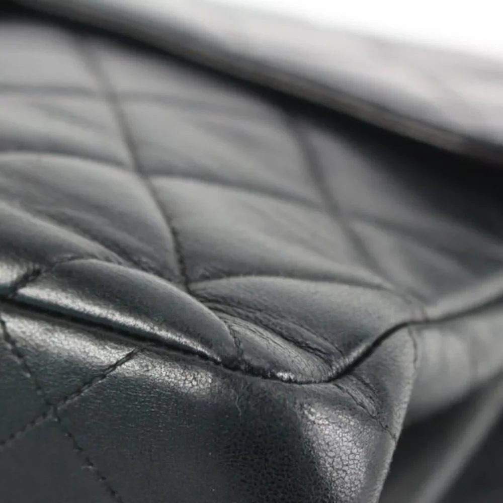 Chanel Black Quilted Lambskin Jumbo Double Flap Classic Bag 55cz55s